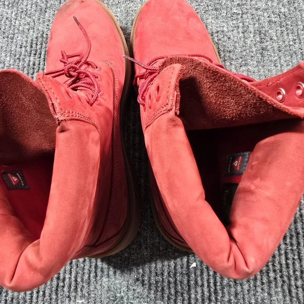 Timberland‎ Boots Mens Size 7.5 Red Nubuck Insulated A41UR Primaloft Snow Winter